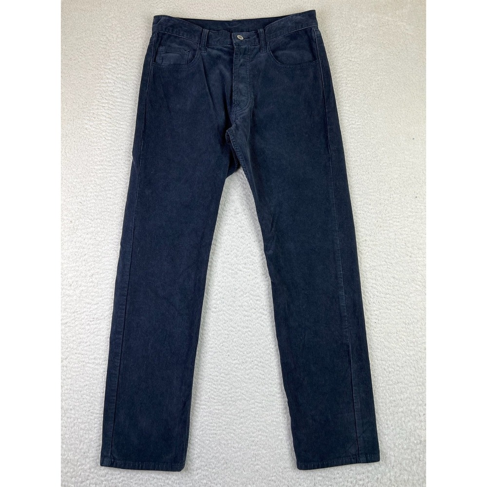 J Galt Mens Navy Blue Corduroy Straight Leg Pants Button Fly RR130B YR47 Medium